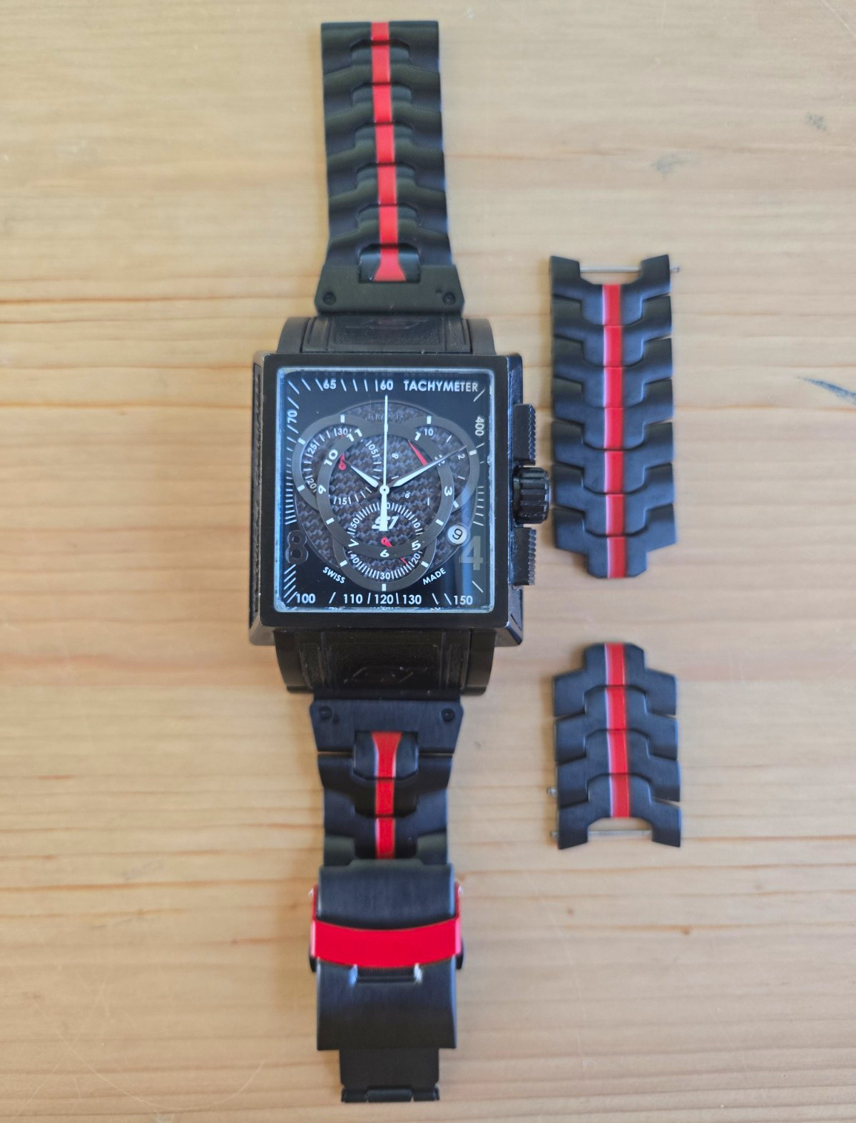Custom Steel Racing Band! Invicta S1 Rally Touring Edition Chronograph Black/Red