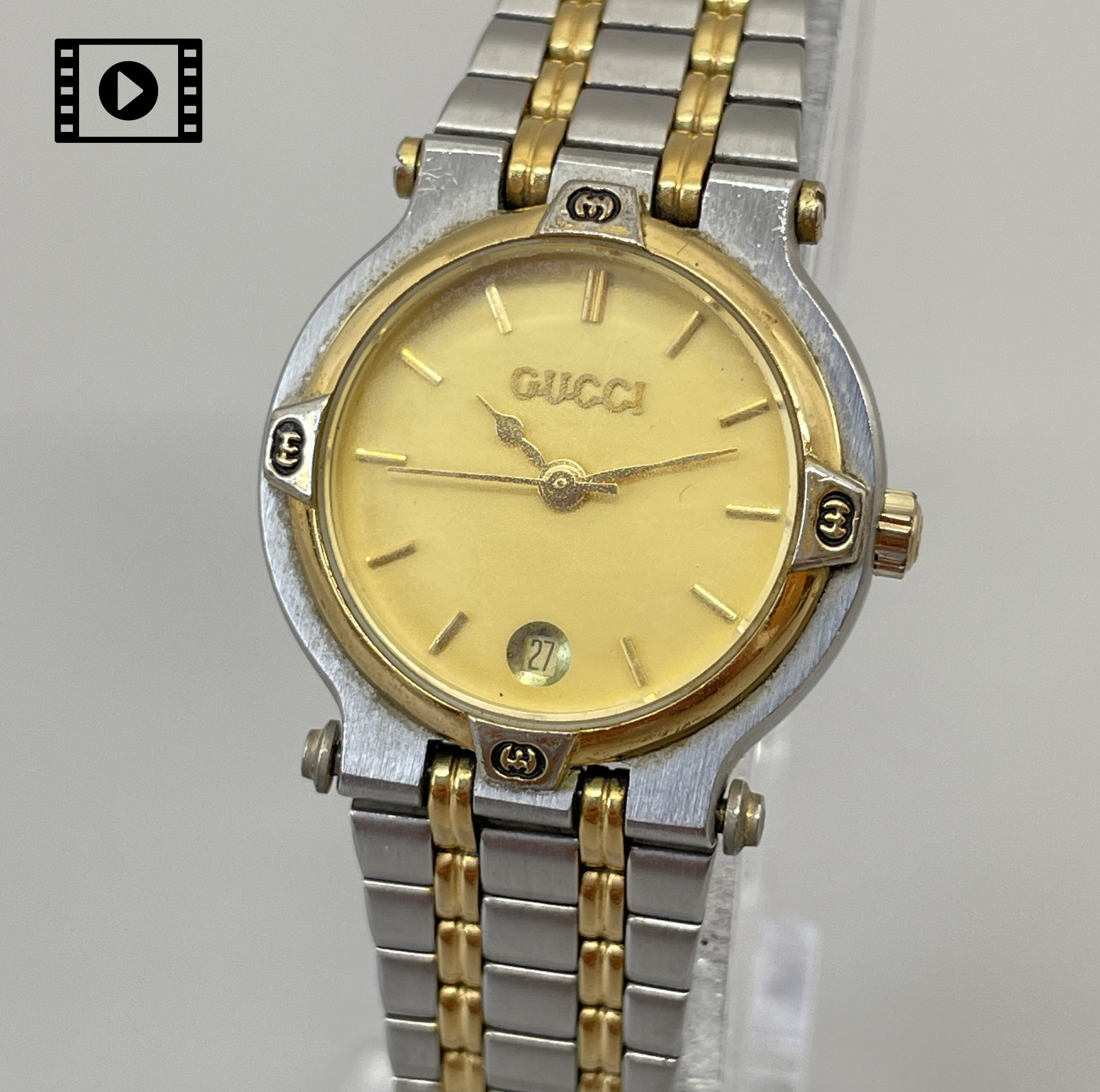 GUCCI 9000L 25mm Gold Dial Quartz Women’s Vintage Watch Swiss *Good【US Stock】