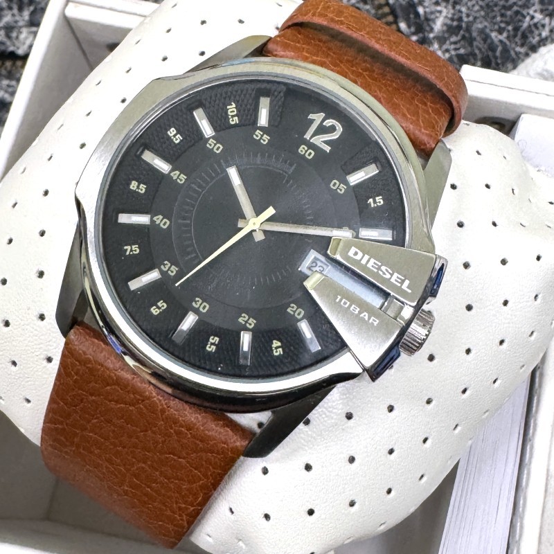 DIESEL Master Chief Black Dial Brown Leather Men’s Watch DZ1617