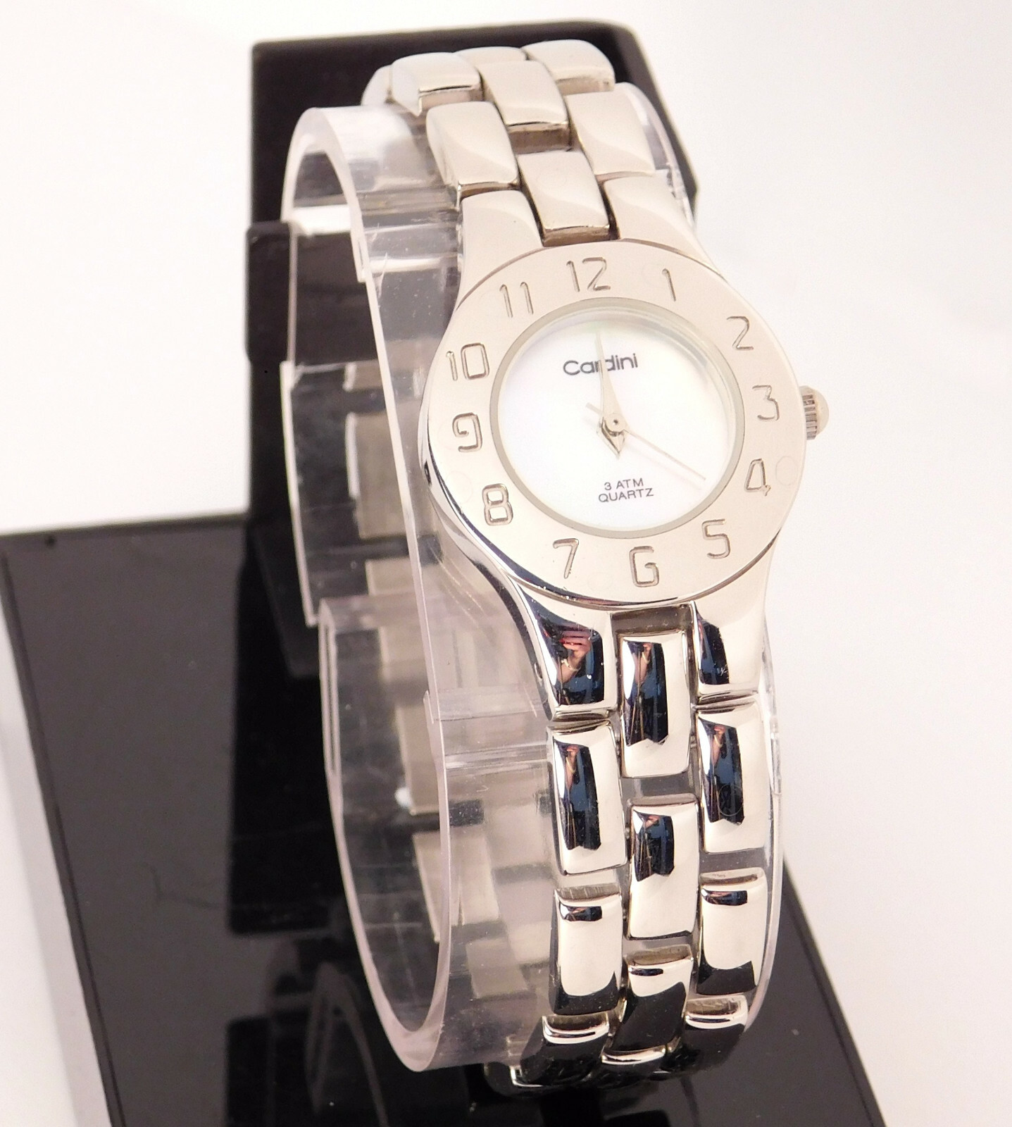 Working Cardini Watch, MOP Face, Hour Marks on Bezel, 7.5″ Band, Good Condition