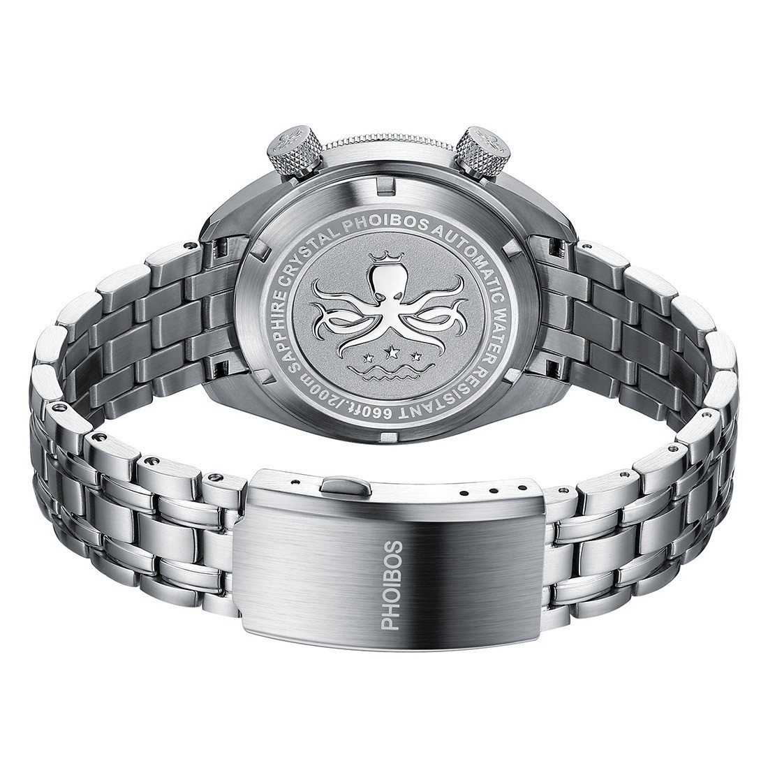 Phoibos EAGLE RAY 200M Steel Automatic Black Sunray Data Diver Men’s Watch