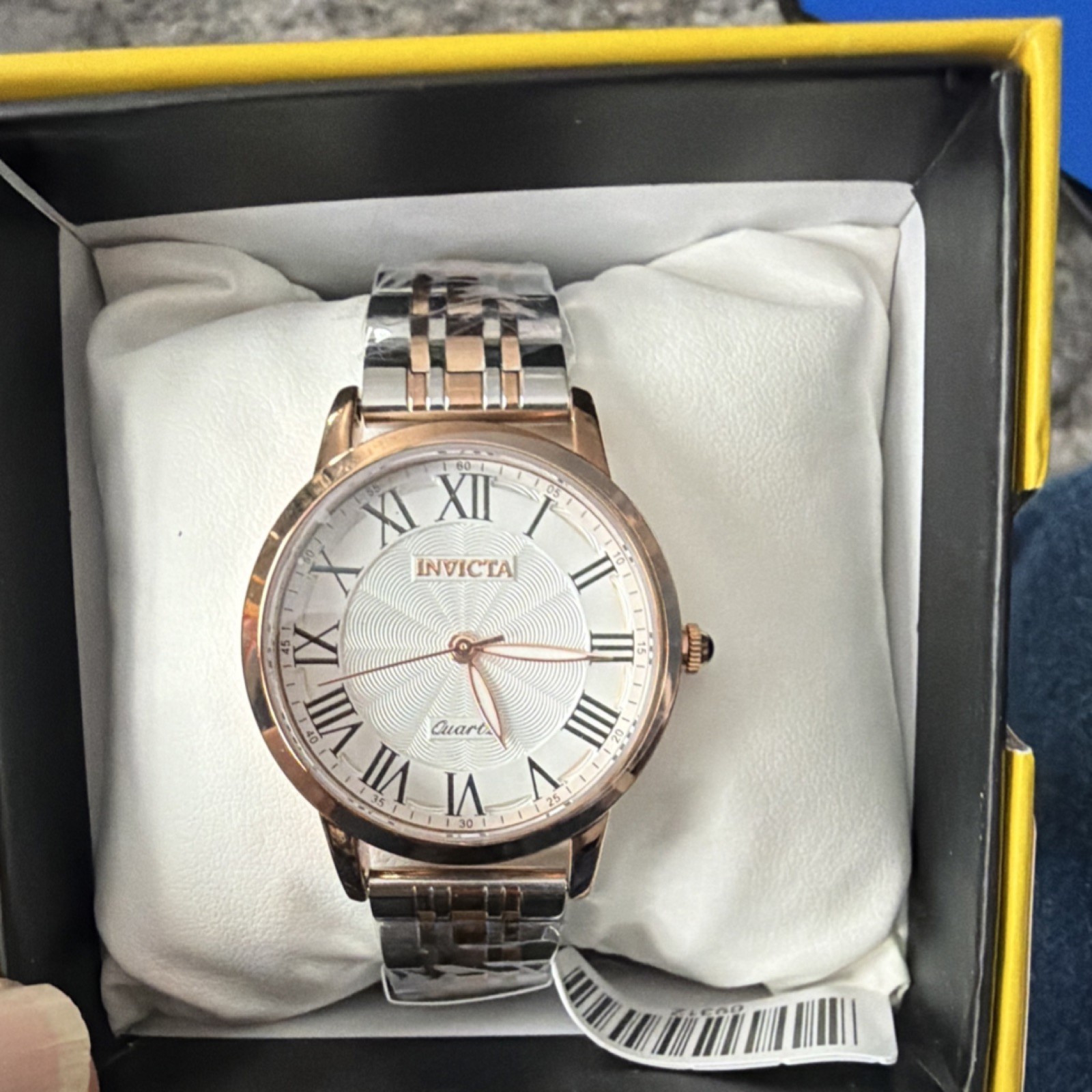 Invicta unisex Silver Rose Gold Roman Numeral Quartz Metal Bracelet Dress Watch