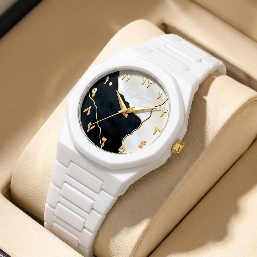 1Pc Simple and Stylish Octagonal Bezel Mesh Dial Black Steel Strap Watch Unisex