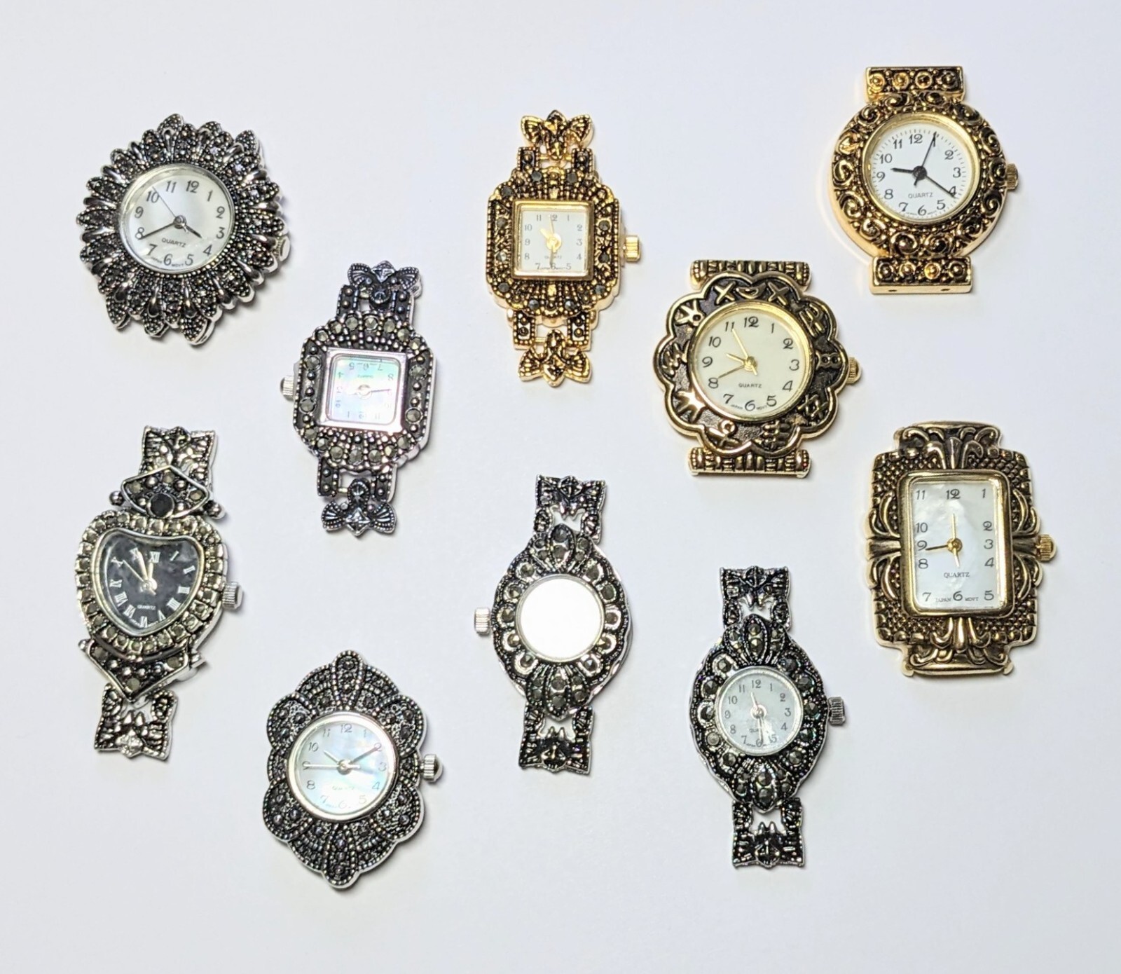 Watch Face for Beading lot of 10 pcs Marcasite watch face Black and Gold