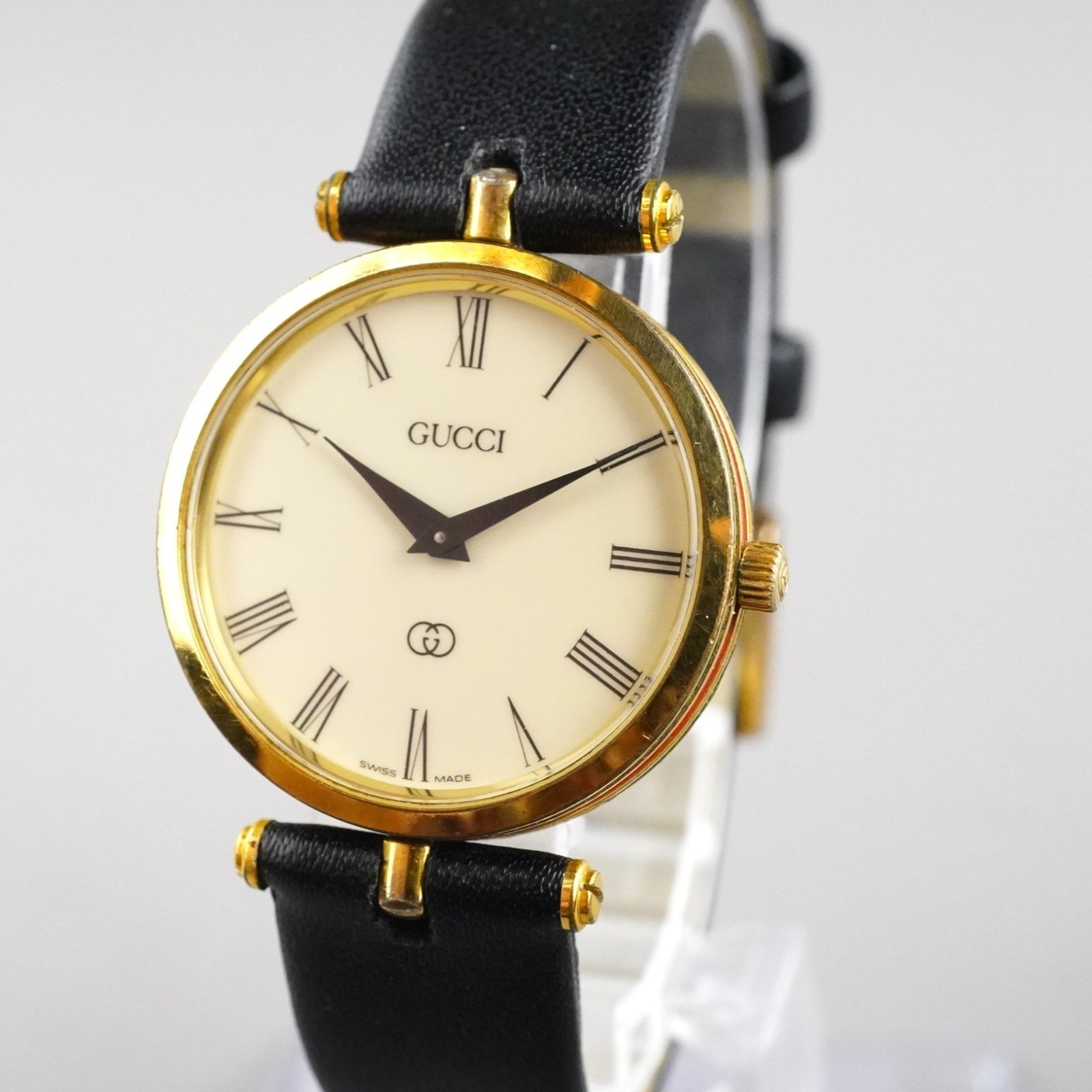 GUCCI Vintage Men’s Watch 2000M Gold 30mm New Battery New Leather Band