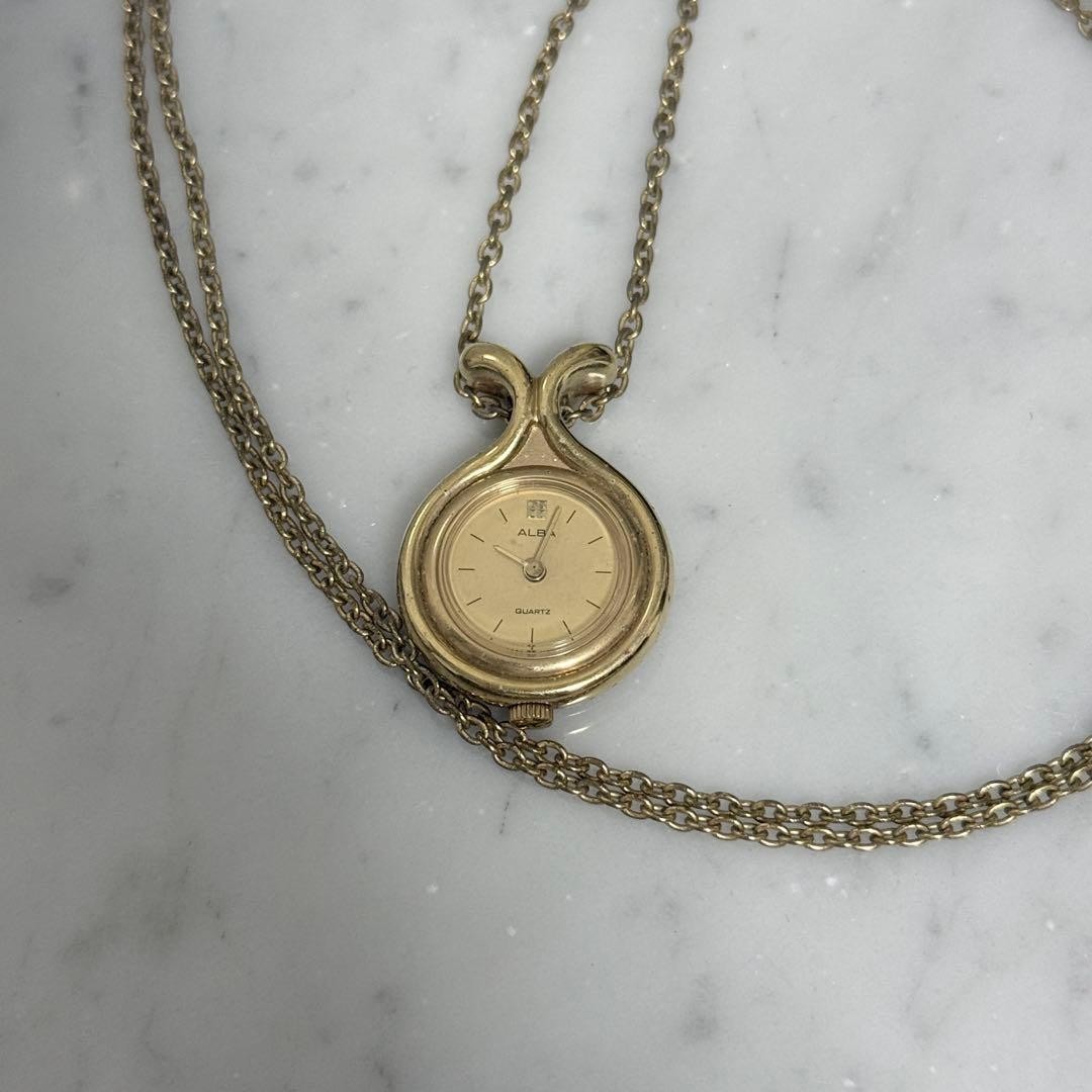 1995 SEIKO Alba Gold Pocket Watch with Pendant