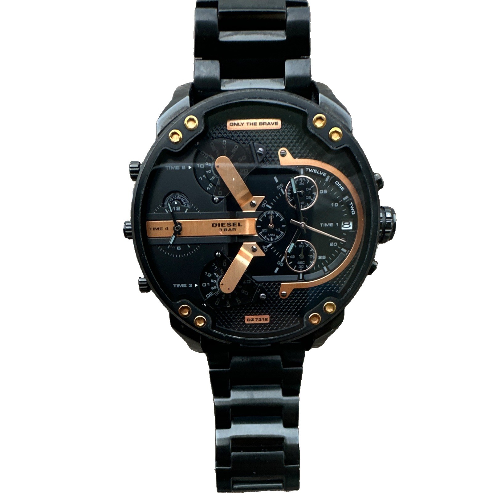 Diesel Only The Brave Men’s Quartz Chronograph Date Black SS Bracelet 52mm+