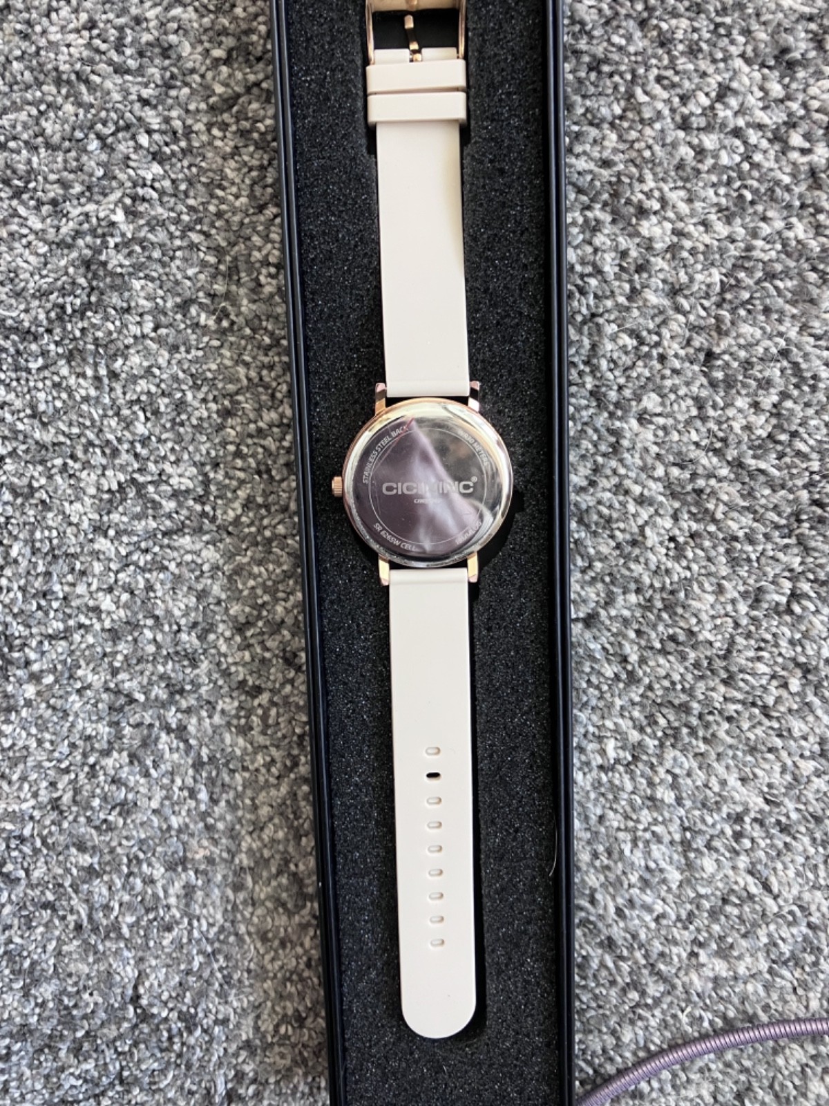 Watch with Second Hand off white silicone band