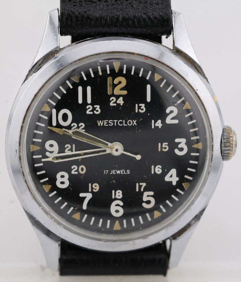 WESTCLOX 17j VIETNAM MILITARY WRIST WATCH, 34.3mm 17mm LUG, cal. A-201 (M16)