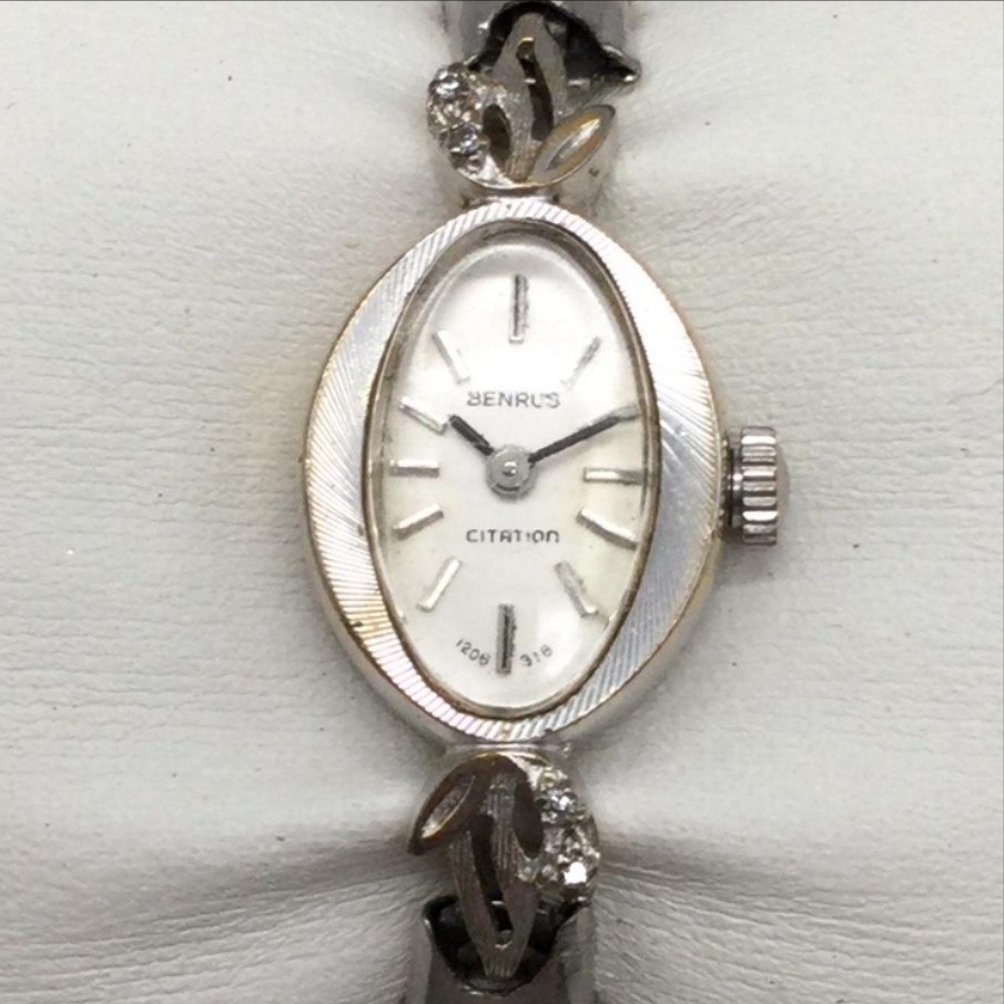 Vintage Benrus Citation Womens Watch 14mm Silver Tone Oval Dial Manual Wind 5.5″