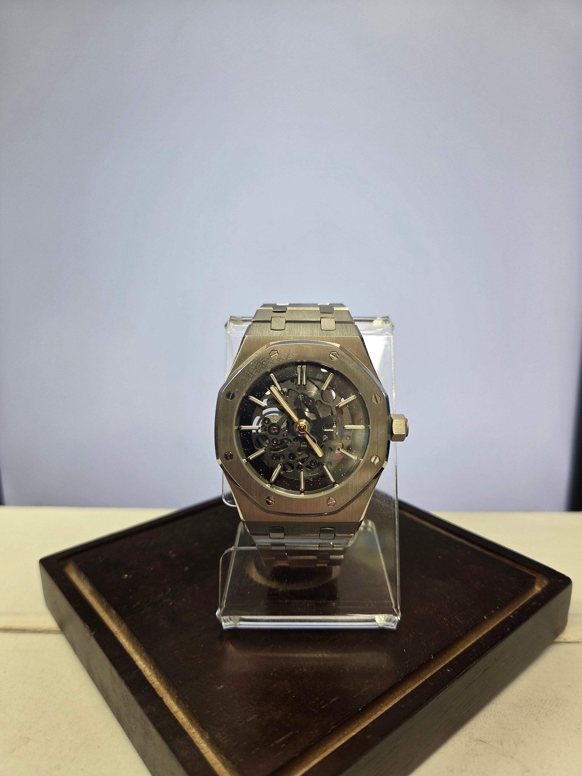 Hand-Assembled Custom Silver Silver Skeleton Timepiece by Fr. Gregory Vance