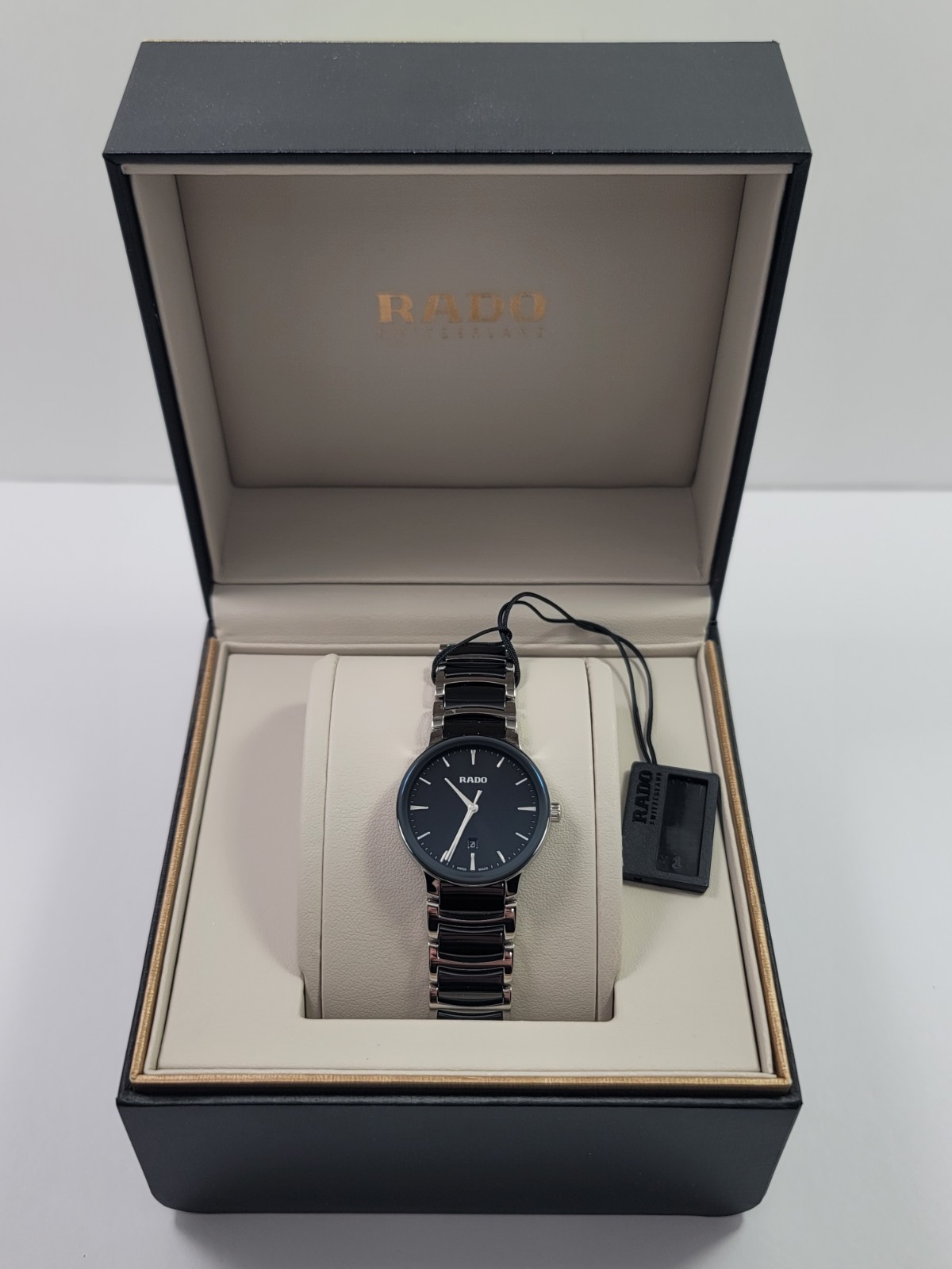 Rado Centrix Quartz Black Dial Stainless Steel Ceramic Ladies Watch R30026152