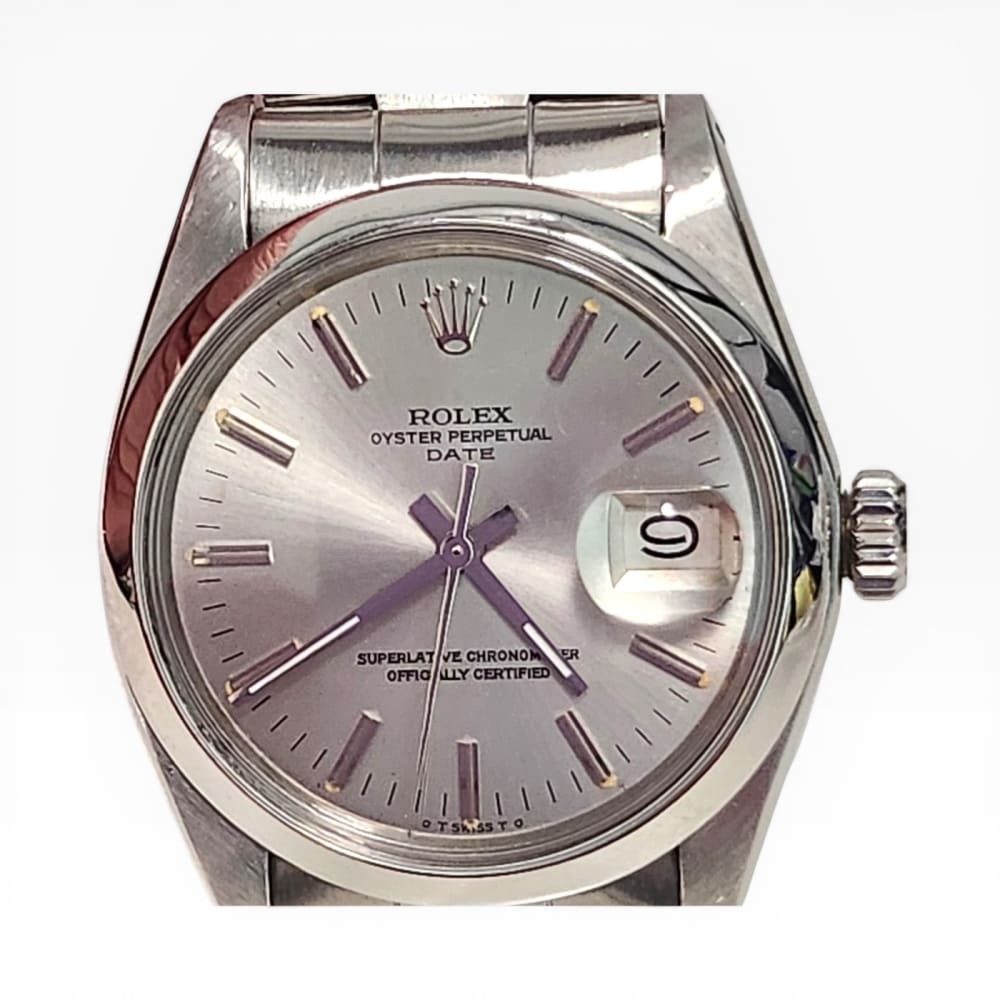 Rolex Date 34 mm Steel Oyster Silver Dial Automatic Watch 1500 Circa 1972