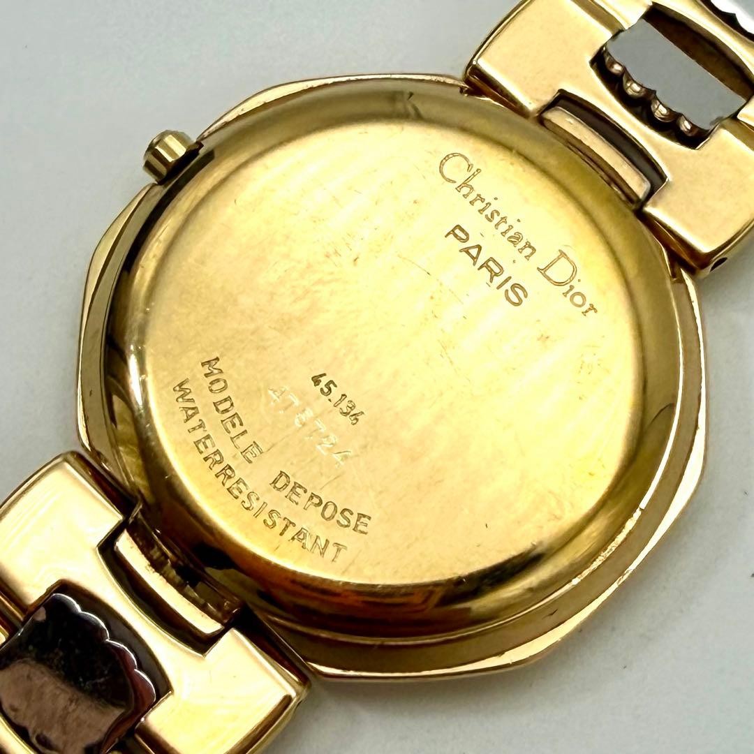 Christian Dior 45.134 Octagonal Gold Combi Date Quartz Watch Japan 0713270
