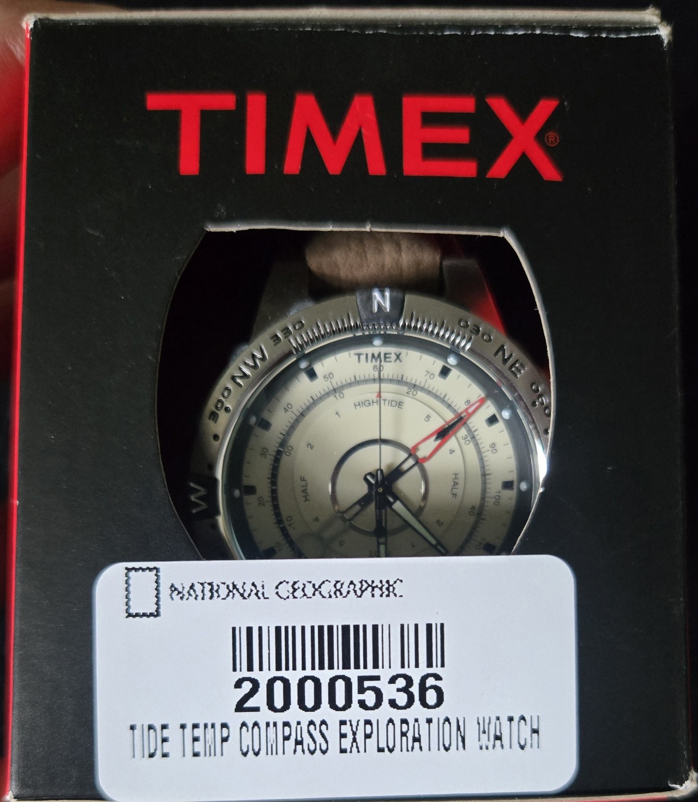 Timex – T2N721 – Quartz Compass Tide Temperature Silver Case Brown Strap – Watch