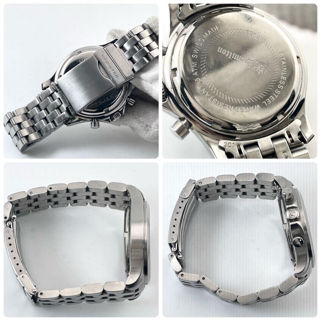 Hamilton Chronograph Date Quartz Working Watch 17cm 6.69in Black Dial 3832 Japan