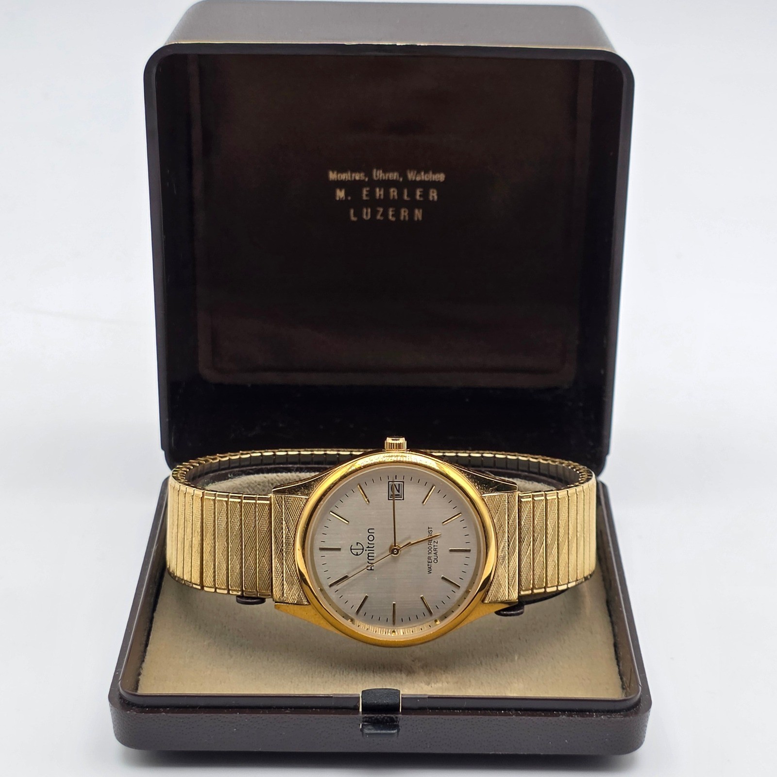 Armitron Watch Gold Tone Mens Expansion Band Silver Dial Water Resist Quartz