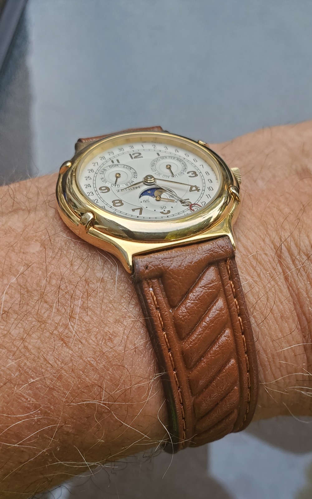 Zenith Moonphase Triple Date 19.0090.392 QUARTZ GOLD-PLATED DRESS WATCH MEN’S