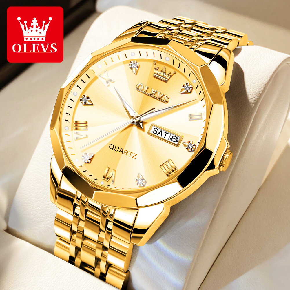 OLEVS Luxury Men’s Quartz Watch Business 3 Bar Luminous Date Stainless Steel