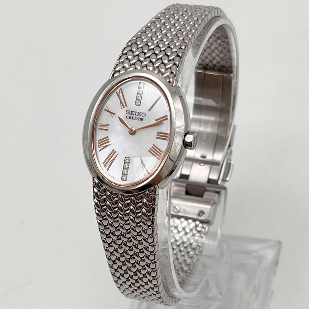 Credor 5A70 0BB0 Diamond Shell Dial Ladies Watch Wrist 18.0cm 7.1in Seiko