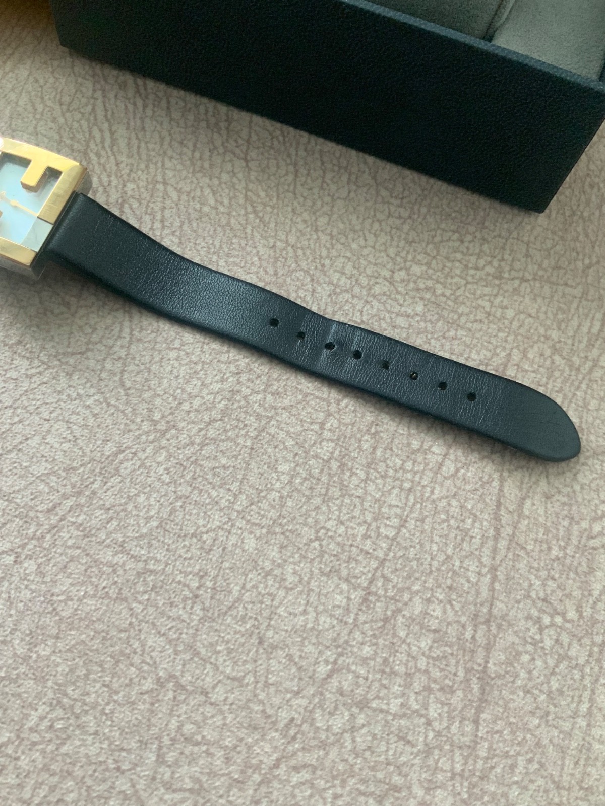 fendi square face leather strap watch