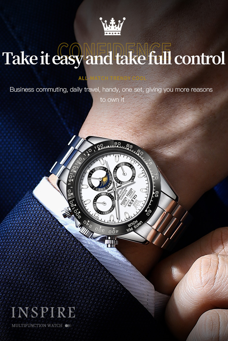 OLEVS Men Automatic Mechanical Luxury Stainless Steel Luminous Waterproof Watch