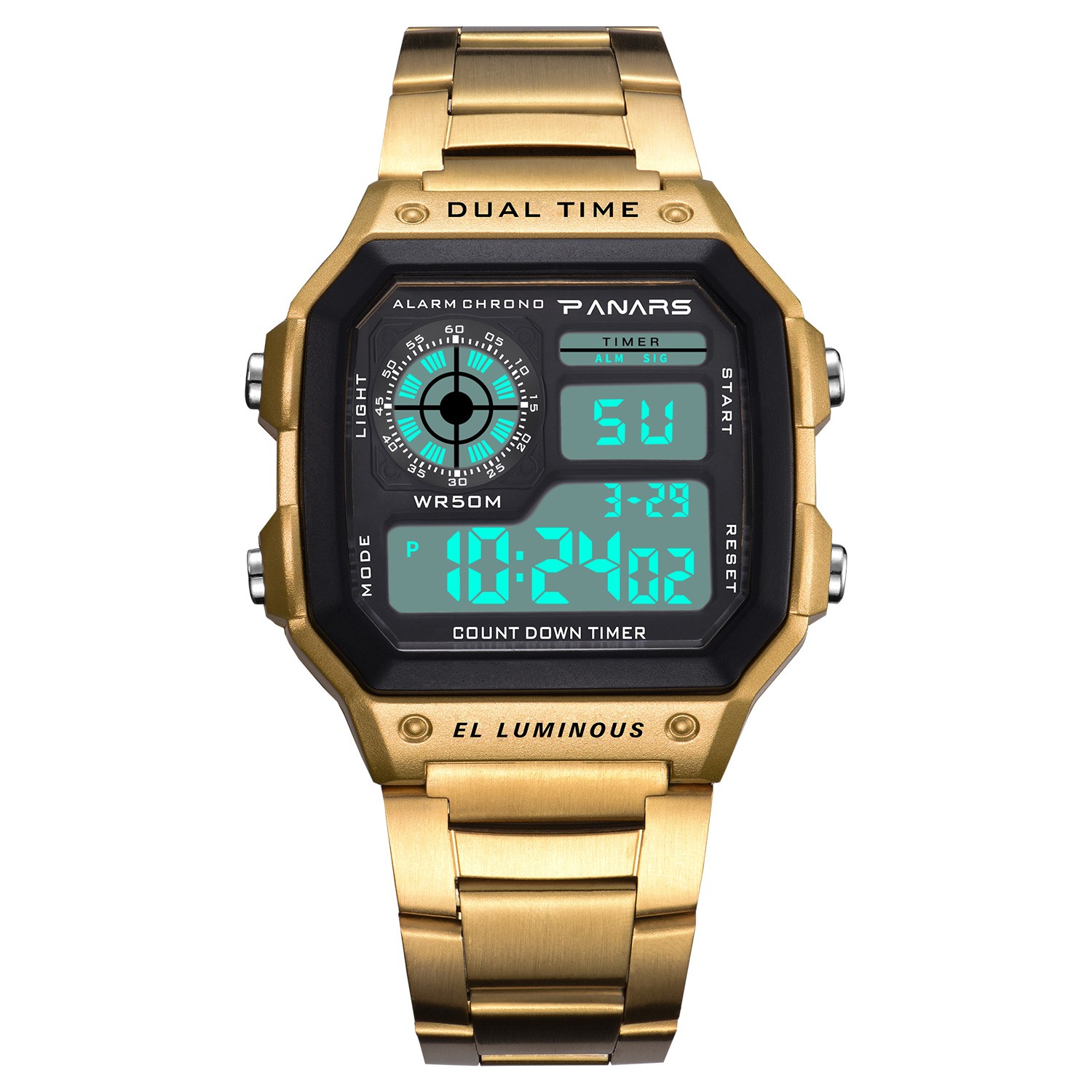 Men’s Digital Multi-Function Watches Dual Time Alarm Backlight Waterproof Watch