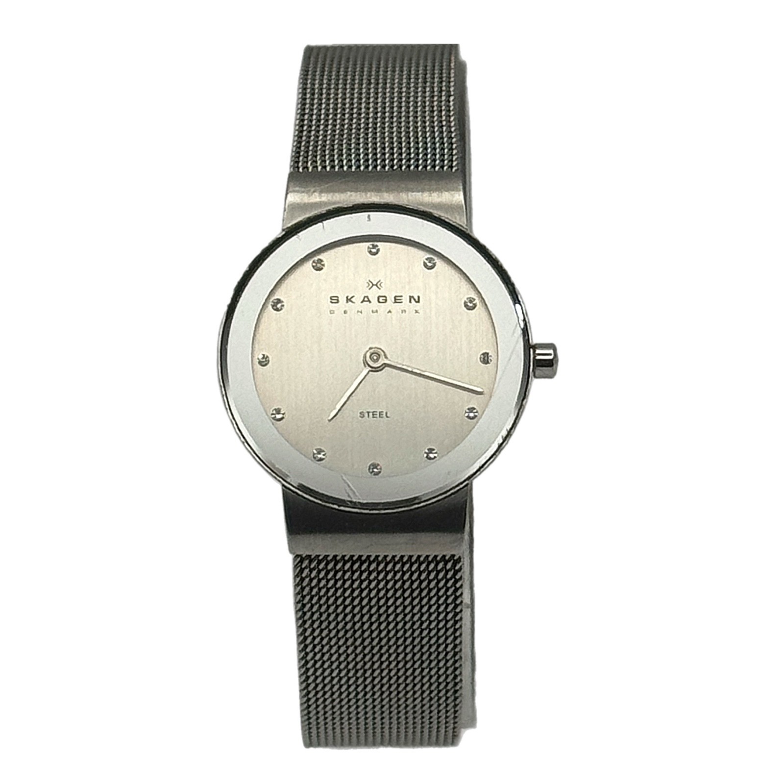 Skagen 358SSSD Ladies Quartz Watch Silver Steel Mesh Bracelet New Battery Tested
