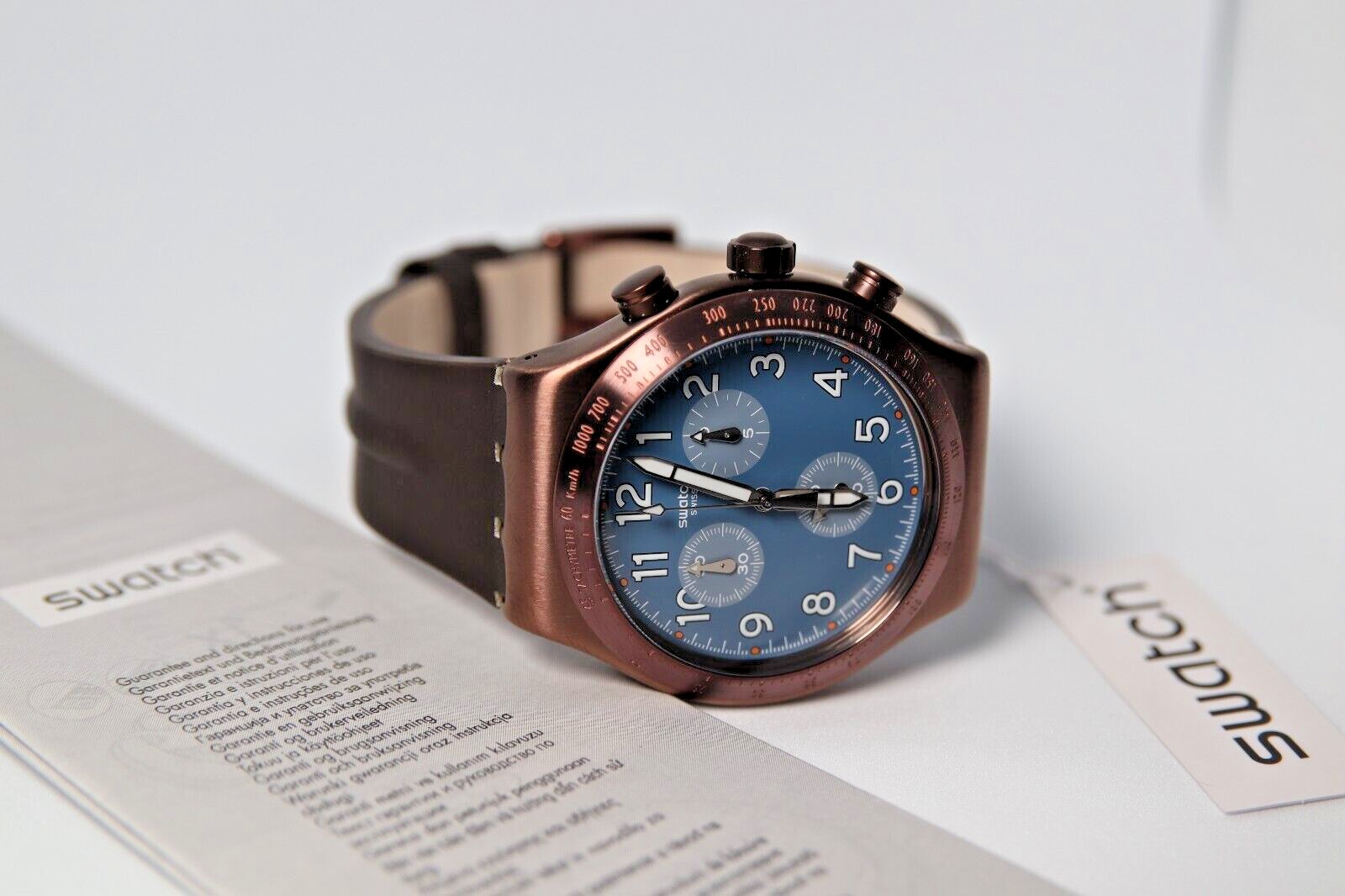 Swatch & Irony Chrono YVC100 Back To Copper 43mm Blue Gray Dial Glow