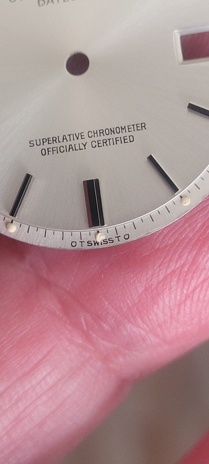 Rolex Silver Sigma datejust black lacquer top 1601 pie pan dial for St. steel