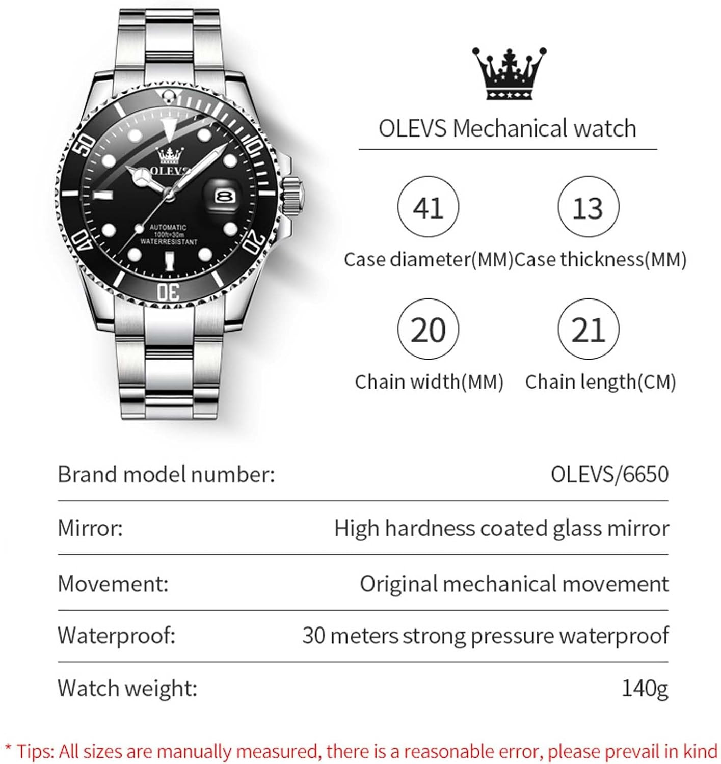Luxury Waterproof Men’s Automatic Watch – Luminous, Self-Wind, Date Display