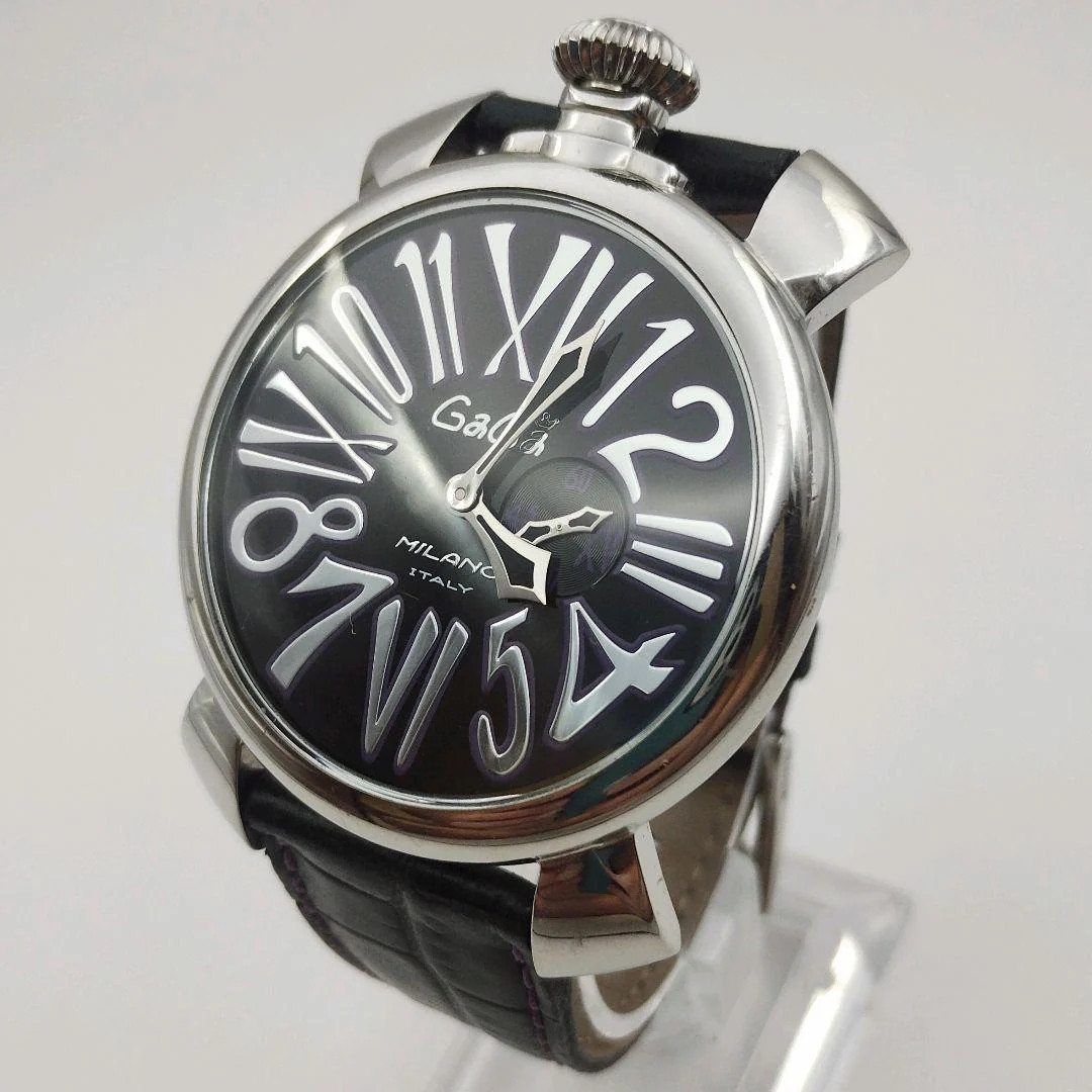 GaGa MILANO Manuale Slim 46mm Quartz Black Dial Black Strap