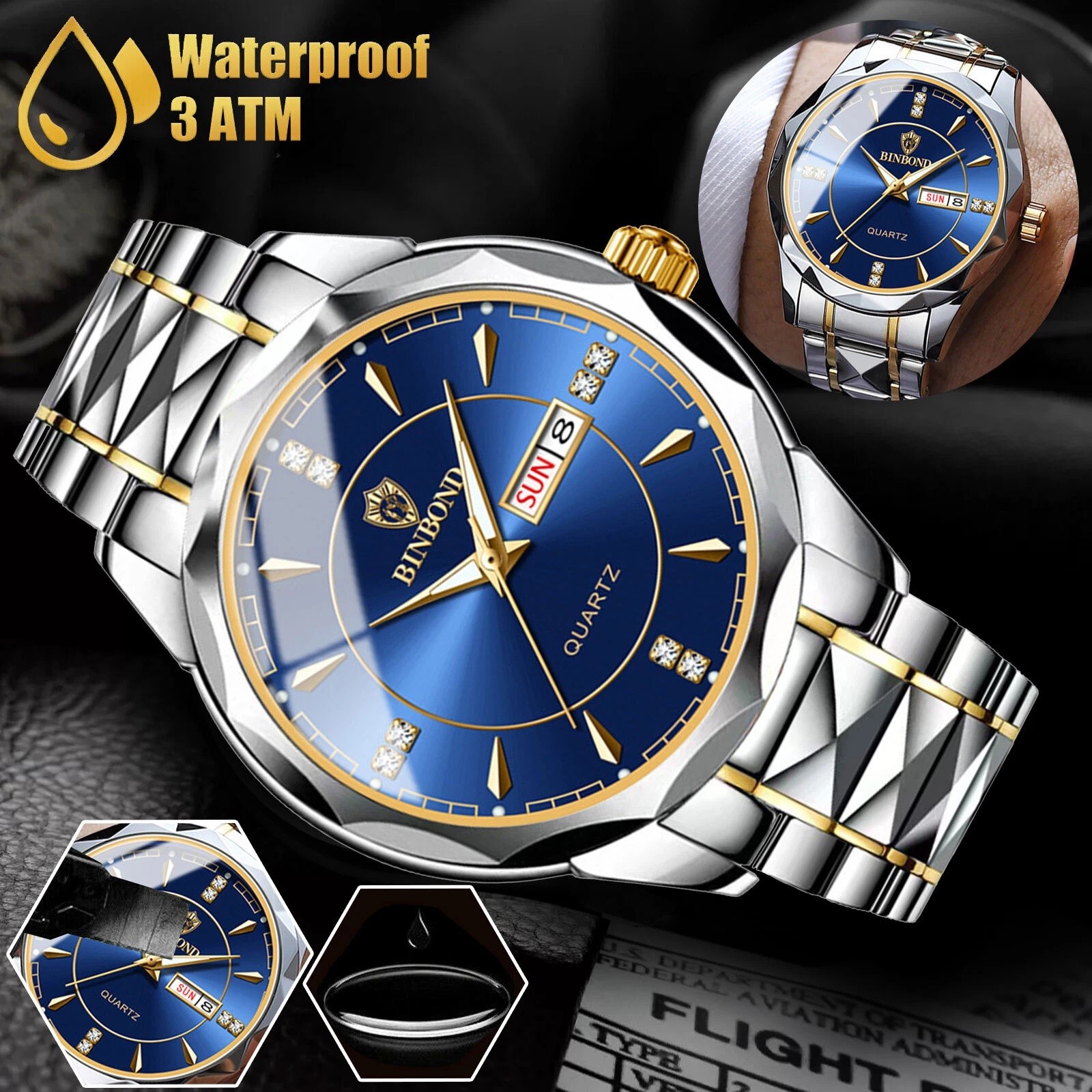 Waterproof Men Watch Stainless Steel Quartz Luminous Classic Business Wristwatch