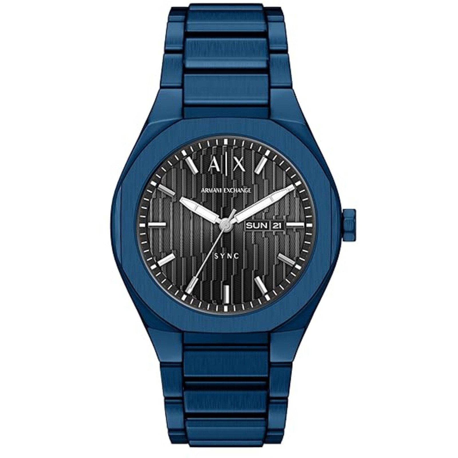 Armani Exchange Men’s Watch Sync Quartz Blue Dial Steel Bracelet Day-Date AX4299