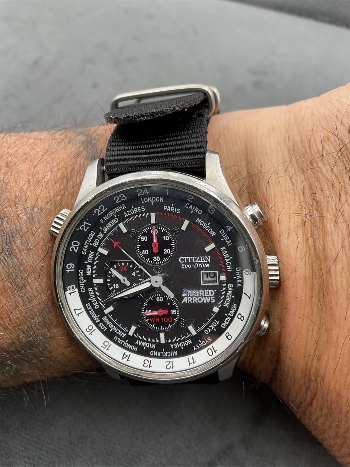Citizen Men’s Red Arrows Eco-Drive 43mm Chronograph-Date Watch B612-S069149