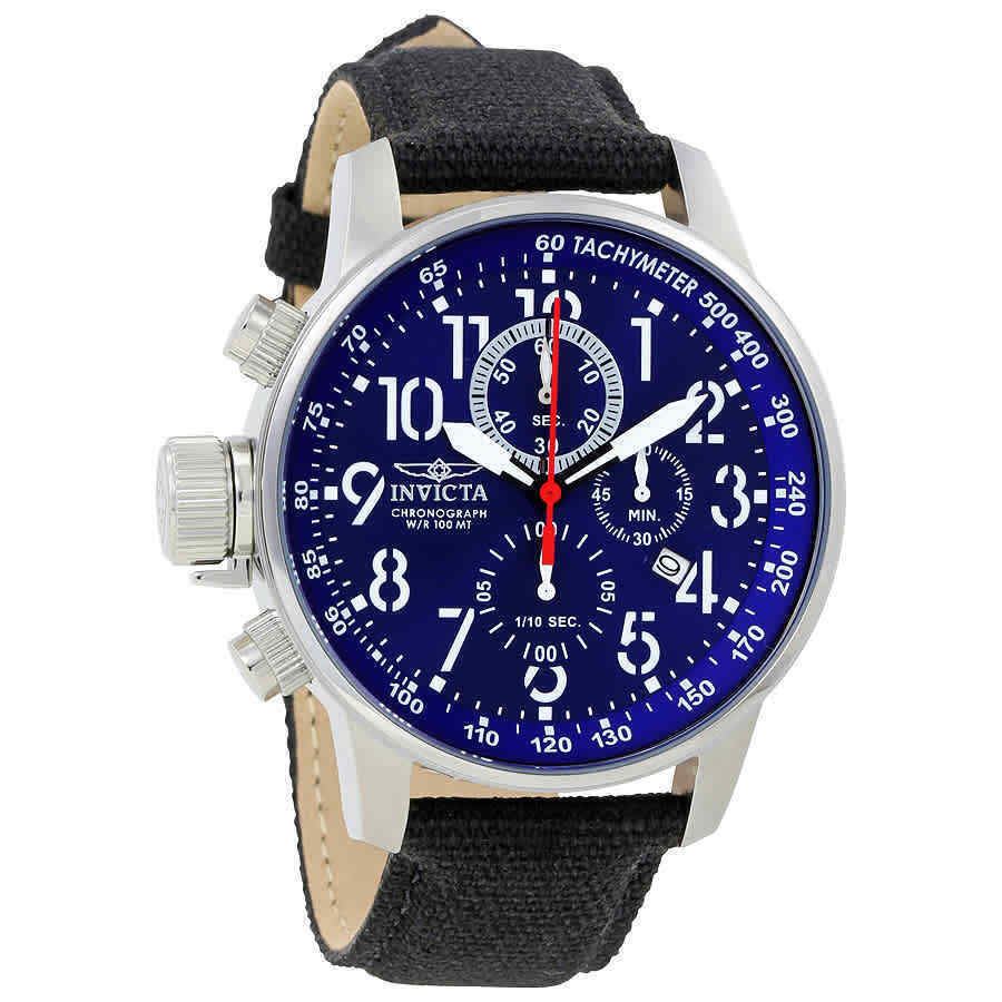 Invicta I-Force Men’s 46mm Lefty Blue Dial Black Leather Chronograph Watch 1513
