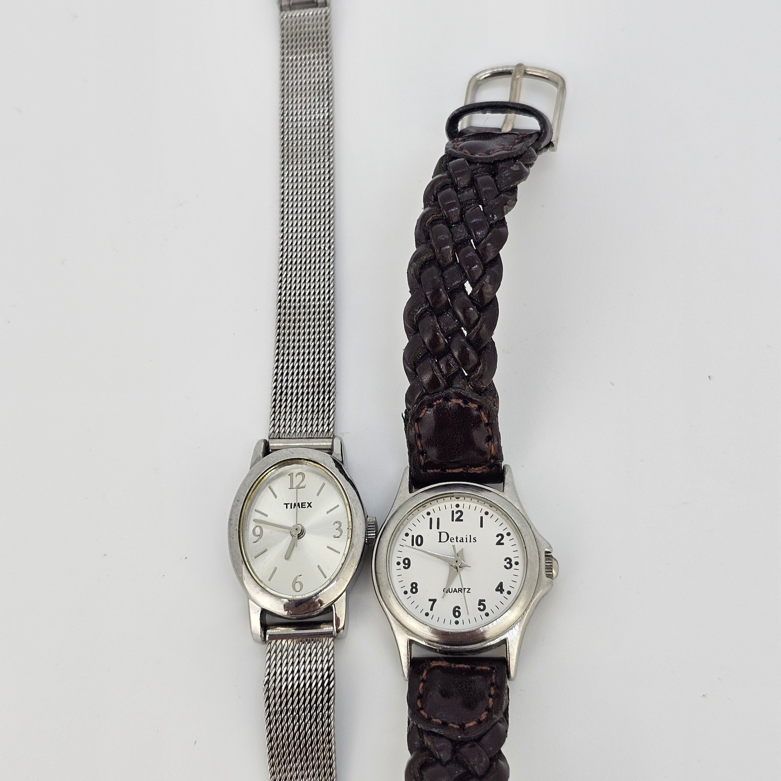 Timex Details Women’s Watches Gray White Dial Gray Brown Bands New Battery