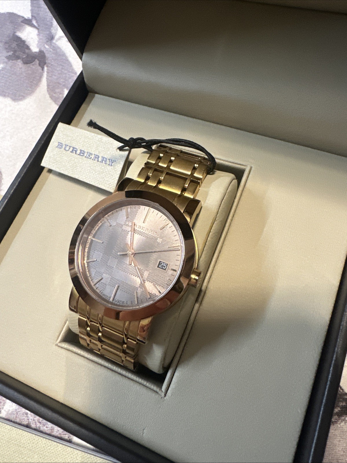 Burberry BU1861 Women’s Rose Gold Stainless Steel Watch w/ Box & Papers