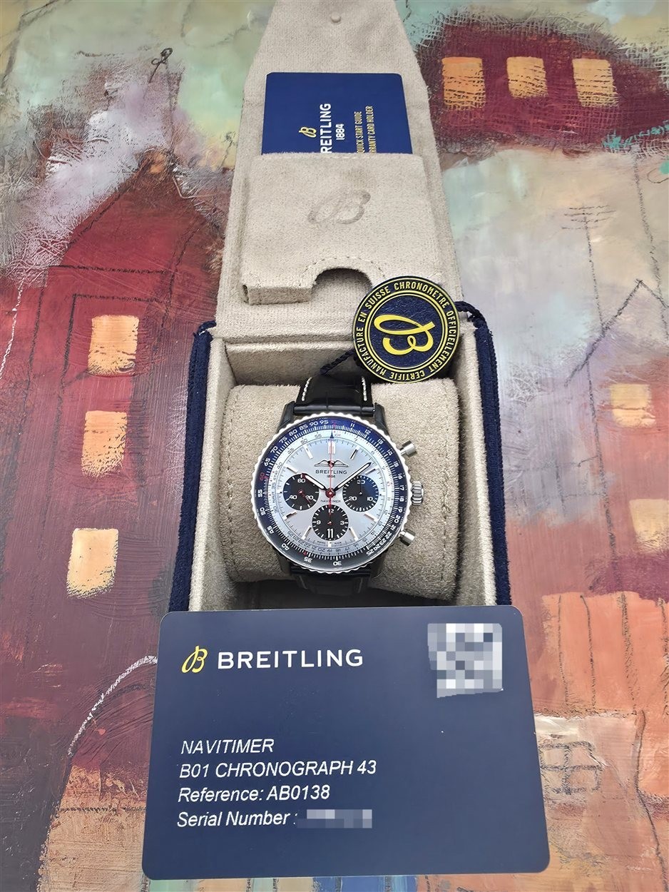 NEW 2025 Breitling Navitimer 1 B01 Chrono Ice Blue Dial AB0138241C1P1 Full Set