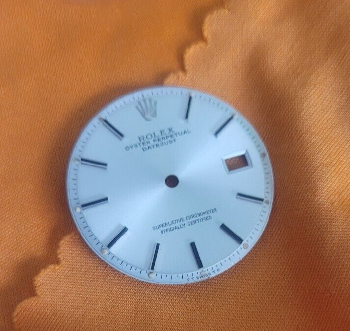 Rolex Silver Sigma datejust black inlay markers 1601 piepan dial for St. Steel
