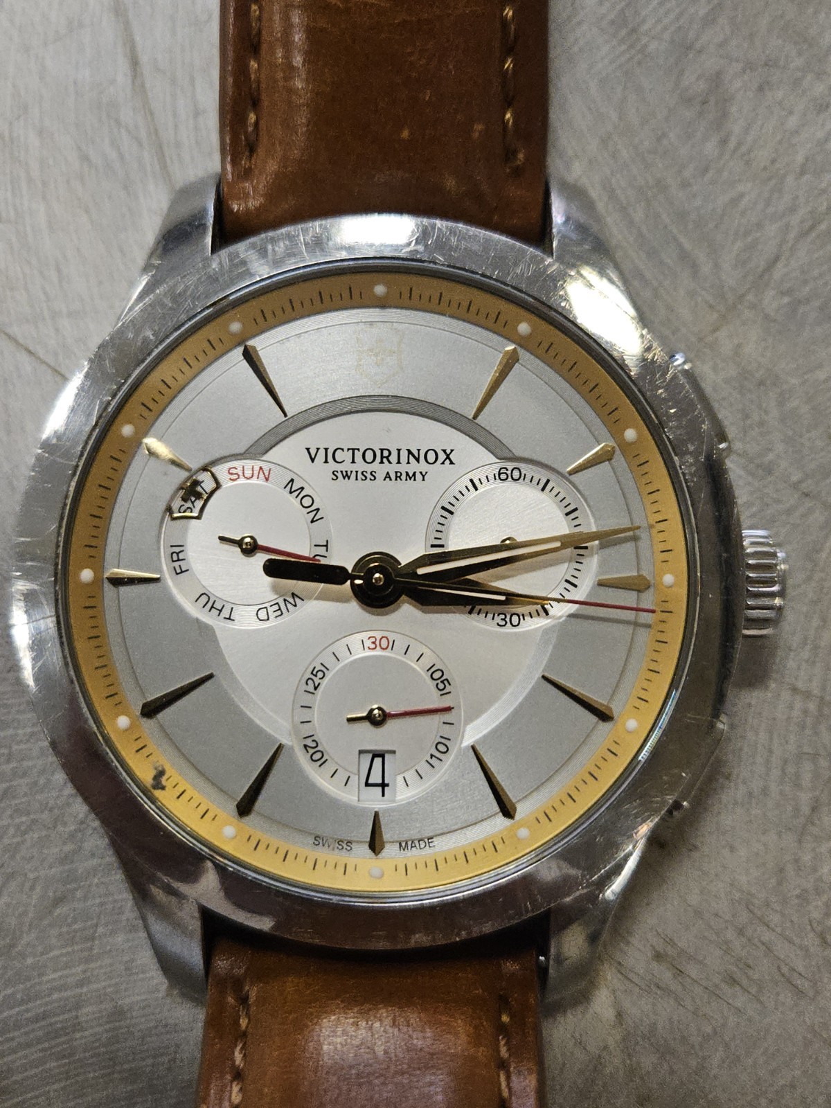 Victorinox Swiss Army Alliance Chronograph Watch Men 44mm Silver Dial Steel
