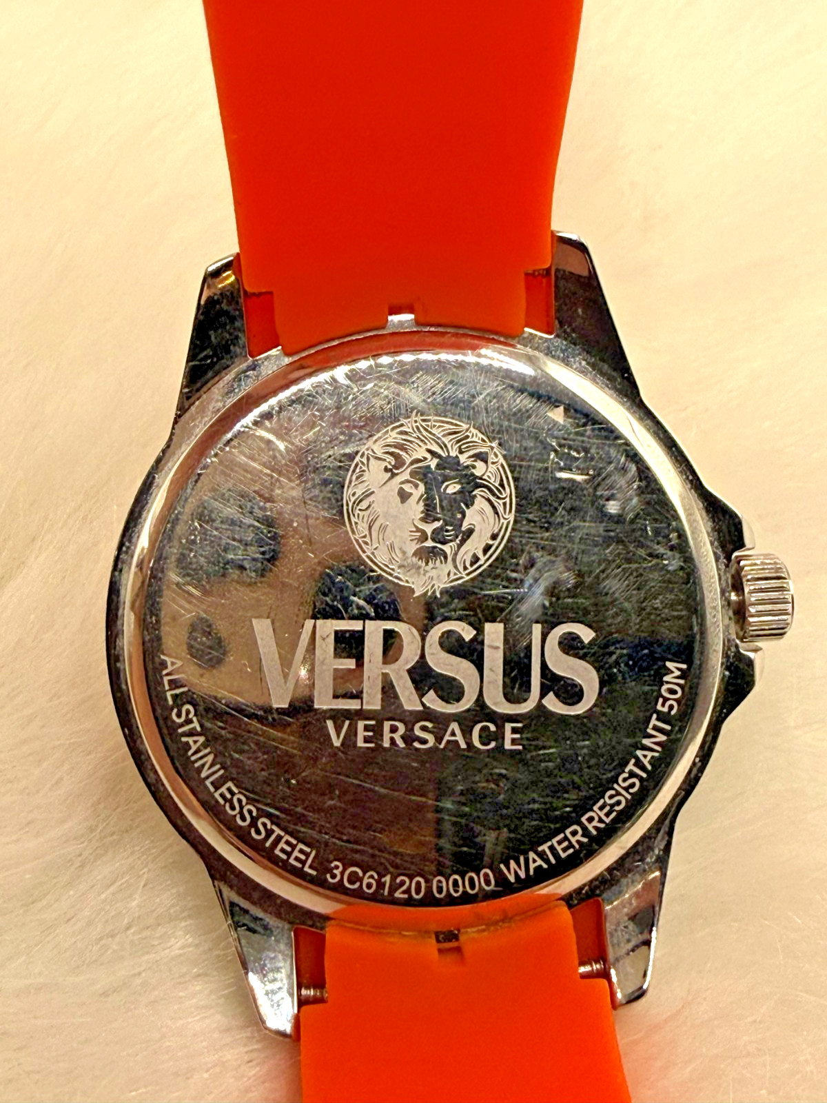 Versus By Versace Tokyo Orange Dial & Rubber Band W/Versace Watch Bag 3C61200