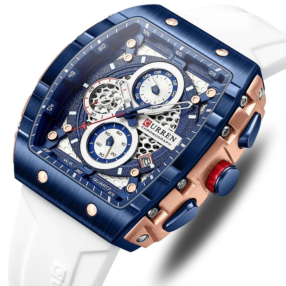 Curren Quartz Chronograph 3ATM Luminous White Strap Men’s Watch