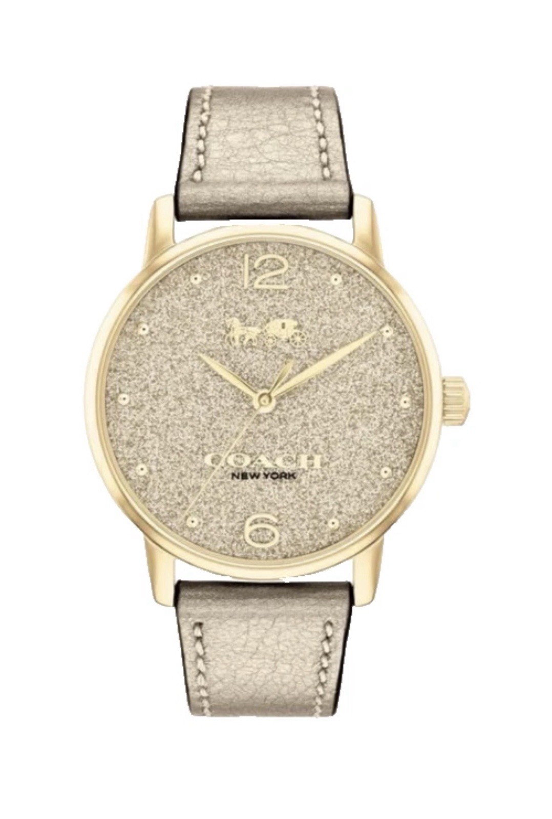Coach Grand woman’s Watch Gold Logo Dial Leather Strap 36mm Brand New