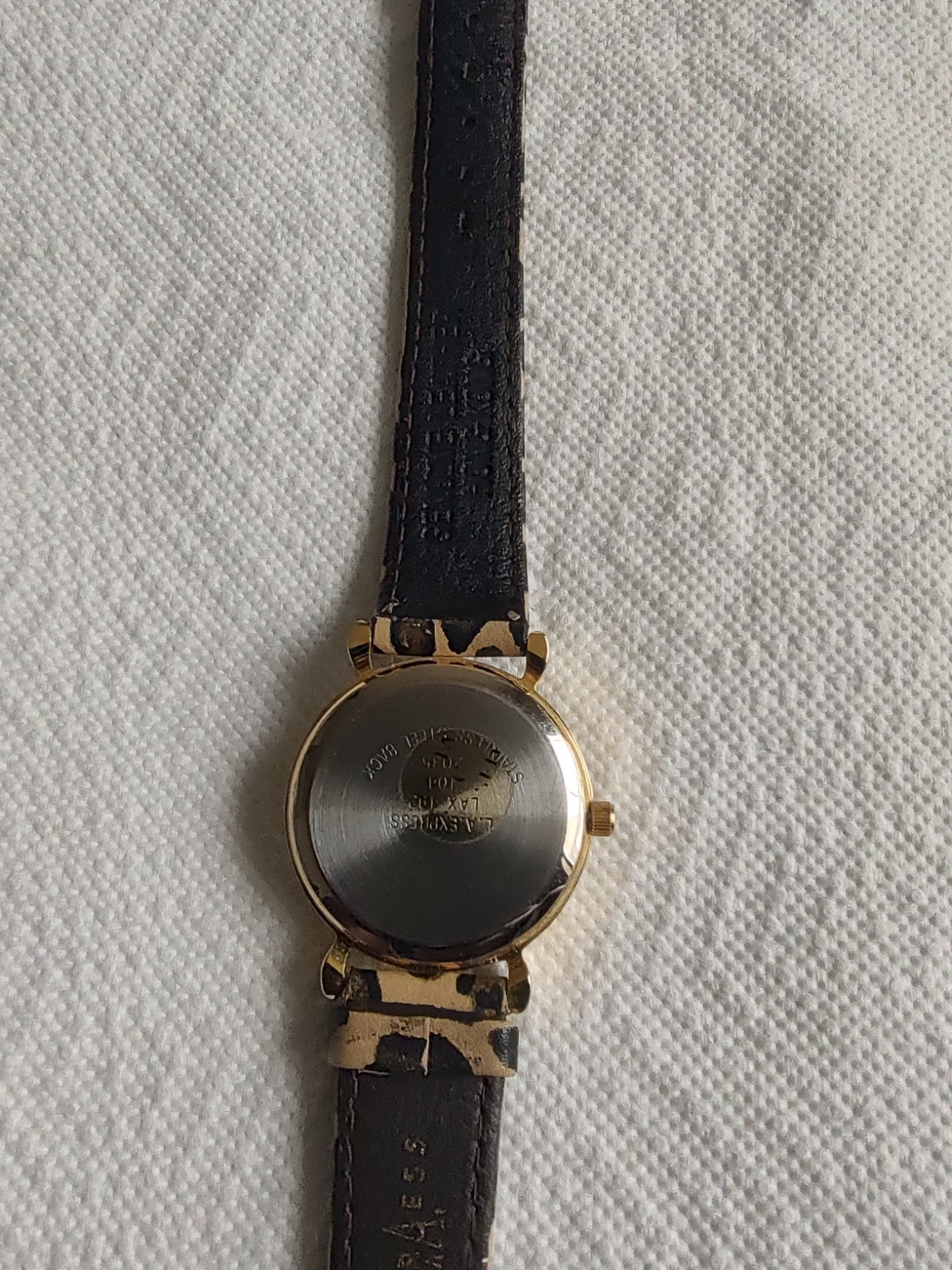 LA Express Watch Female Multicolor Genuine Leather Strap Gold Tone