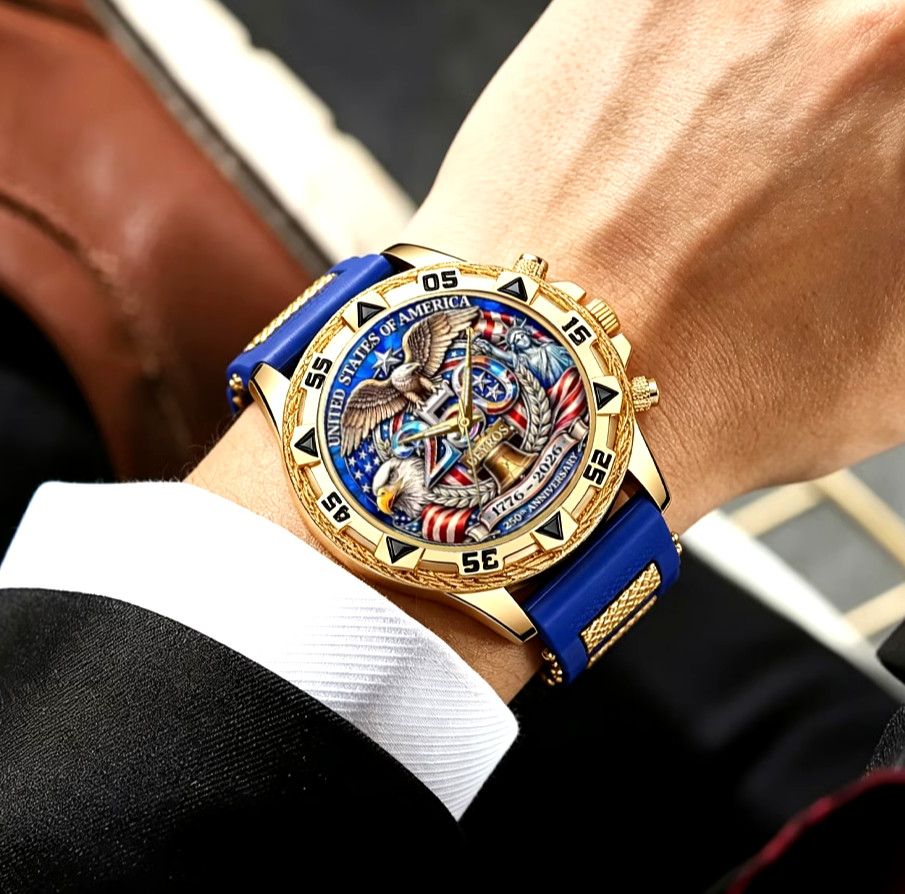 Luxury Quartz Watches 250Th USA Anniversary Men Silicone Strap Quartz Watch Gift