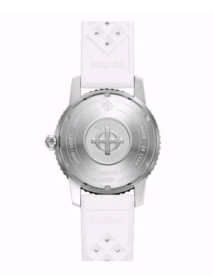 Zodiac Super Sea Wolf Diver Automatic White Teal Dial Rubber Watch ZO9309 $1589