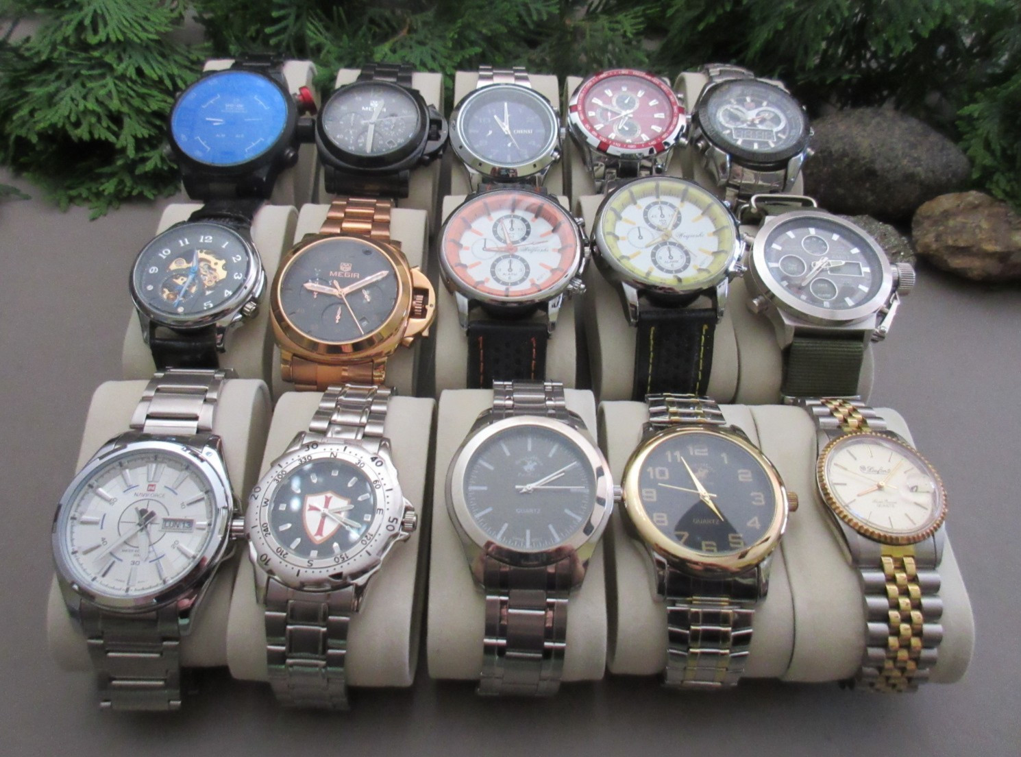 Men’s Watch Lot of 15 Weide/Megir/Curren/Dufonte & More Non-Working Parts/Repair
