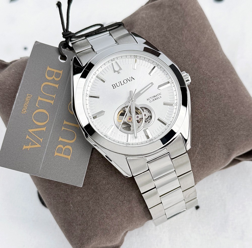 Bulova 96A274 Surveyor Classic 42mm Silver Tone Dial Automatic Men’s Watch