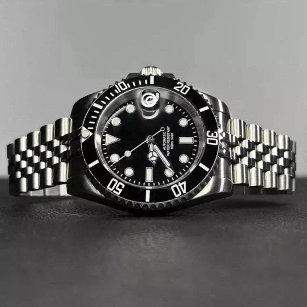 Custom Black 40mm Sub Style Dive Mod Watch Jubilee w/ NH35 Automatic
